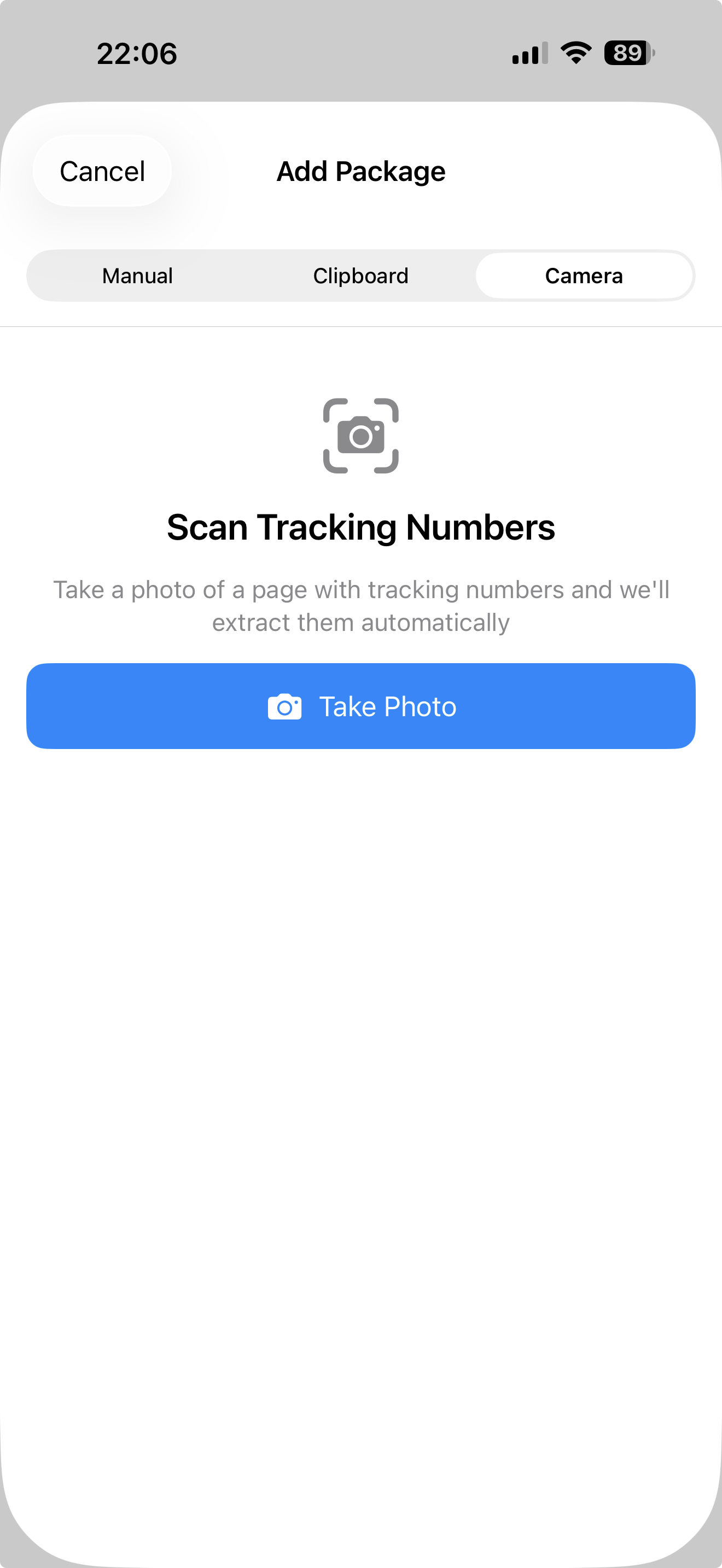 WhereIsIt scanning a shipping label